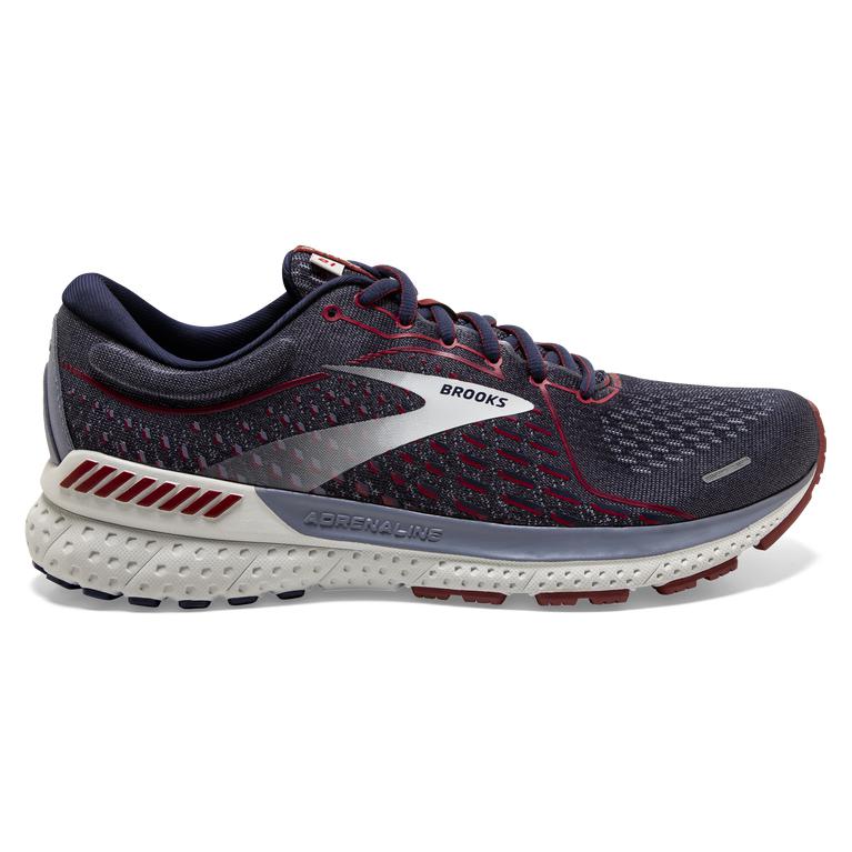 Brooks ADRENALINE GTS 21 Road Running Shoes Mens Outlet - Peacoat/Grey/Red (BTI428576)